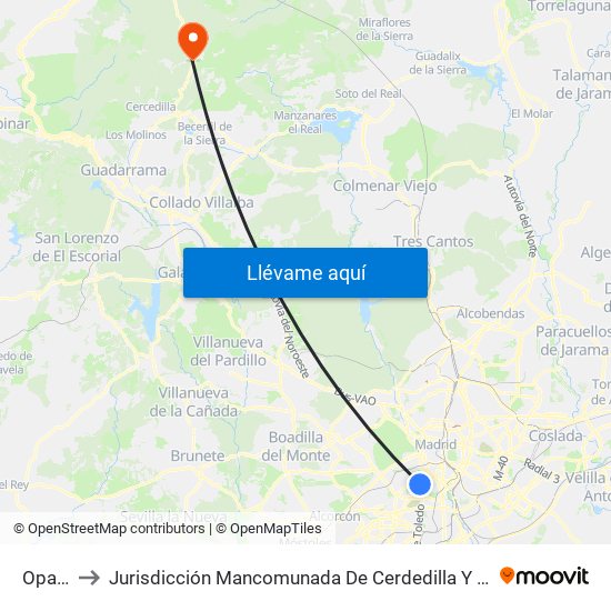 Opañel to Jurisdicción Mancomunada De Cerdedilla Y Navacerrada map