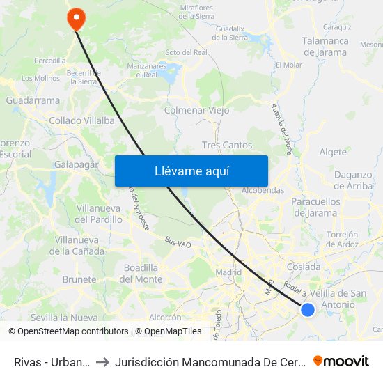 Rivas - Urbanizaciones to Jurisdicción Mancomunada De Cerdedilla Y Navacerrada map