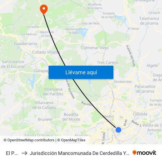 El Pozo to Jurisdicción Mancomunada De Cerdedilla Y Navacerrada map