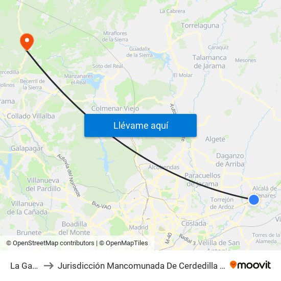 La Garena to Jurisdicción Mancomunada De Cerdedilla Y Navacerrada map