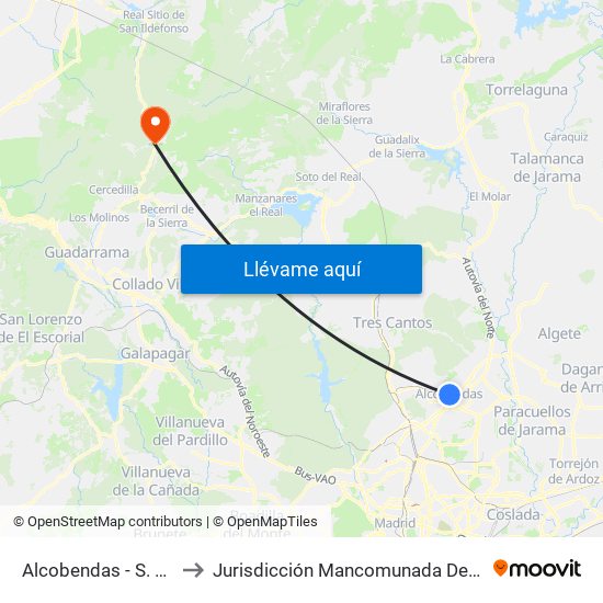 Alcobendas - S. S. De Los Reyes to Jurisdicción Mancomunada De Cerdedilla Y Navacerrada map