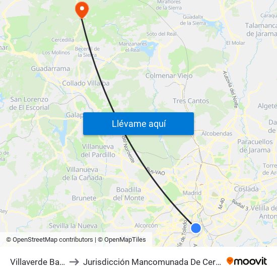 Villaverde Bajo - Cruce to Jurisdicción Mancomunada De Cerdedilla Y Navacerrada map
