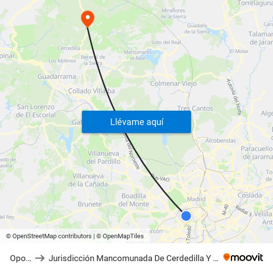 Oporto to Jurisdicción Mancomunada De Cerdedilla Y Navacerrada map