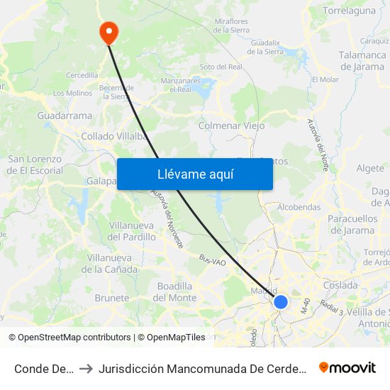Conde De Casal to Jurisdicción Mancomunada De Cerdedilla Y Navacerrada map