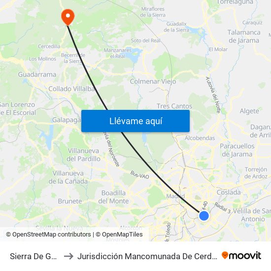 Sierra De Guadalupe to Jurisdicción Mancomunada De Cerdedilla Y Navacerrada map