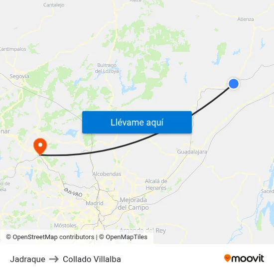 Jadraque to Collado Villalba map