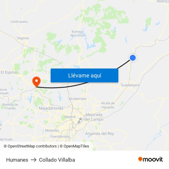 Humanes to Collado Villalba map