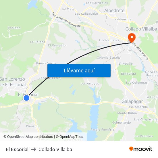 El Escorial to Collado Villalba map