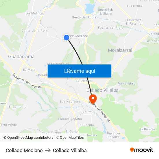 Collado Mediano to Collado Villalba map