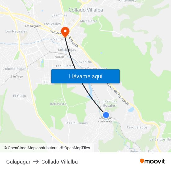 Galapagar to Collado Villalba map