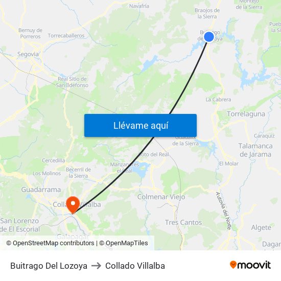 Buitrago Del Lozoya to Collado Villalba map