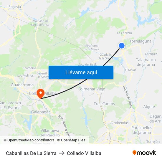 Cabanillas De La Sierra to Collado Villalba map