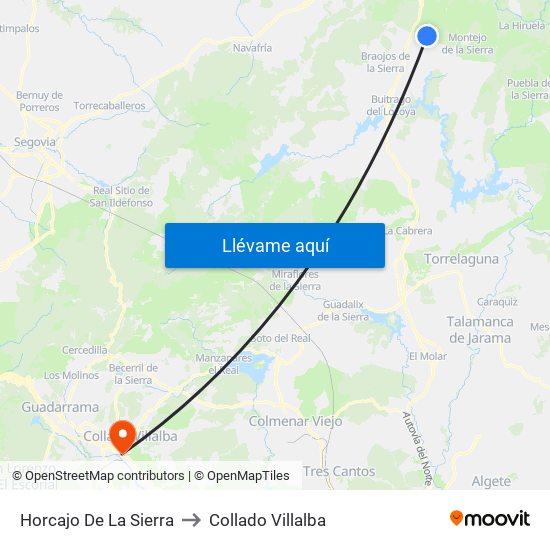 Horcajo De La Sierra to Collado Villalba map