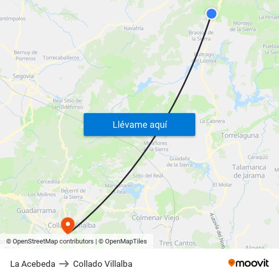 La Acebeda to Collado Villalba map