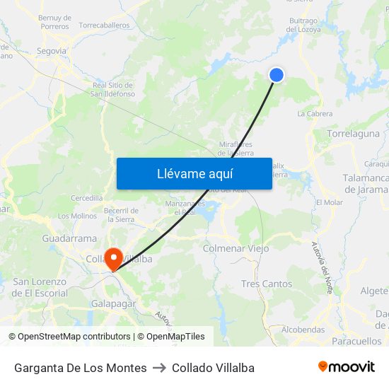 Garganta De Los Montes to Collado Villalba map