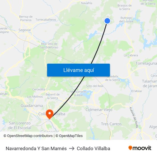 Navarredonda Y San Mamés to Collado Villalba map