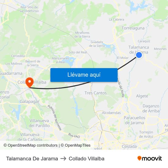 Talamanca De Jarama to Collado Villalba map