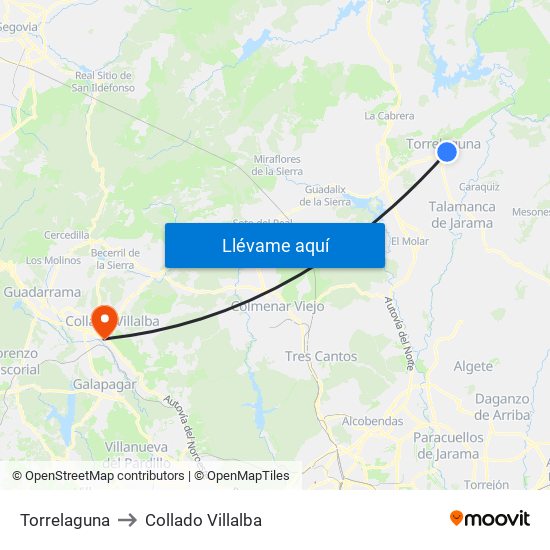 Torrelaguna to Collado Villalba map