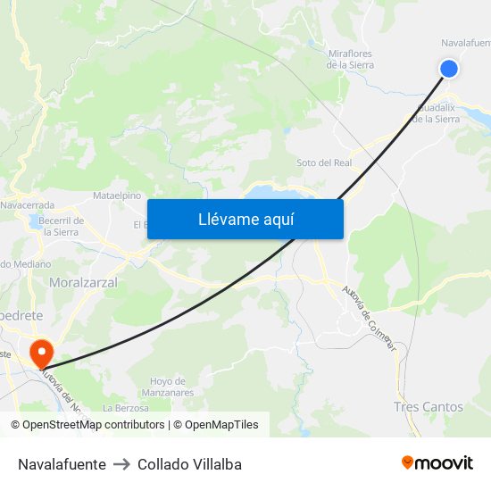 Navalafuente to Collado Villalba map
