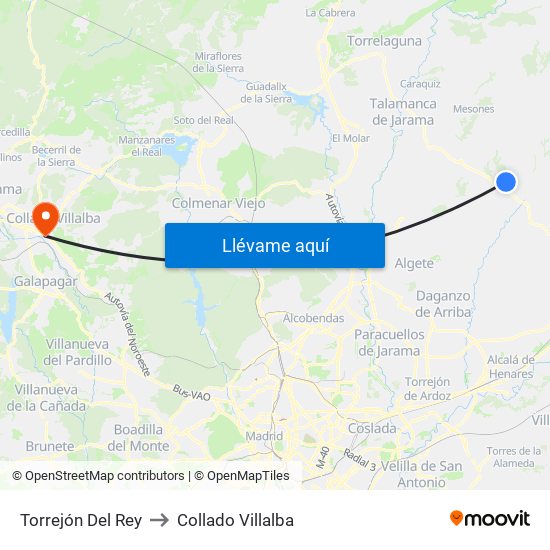 Torrejón Del Rey to Collado Villalba map