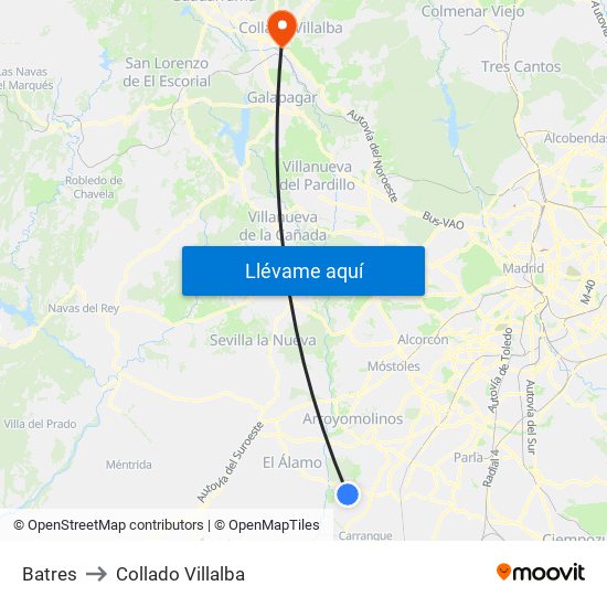 Batres to Collado Villalba map