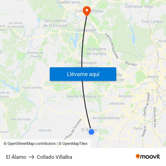 El Álamo to Collado Villalba map