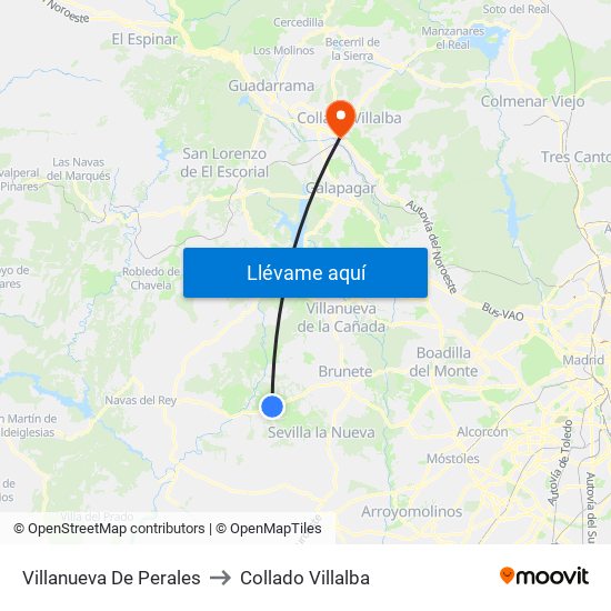 Villanueva De Perales to Collado Villalba map