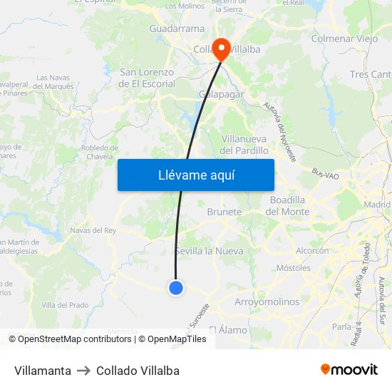 Villamanta to Collado Villalba map