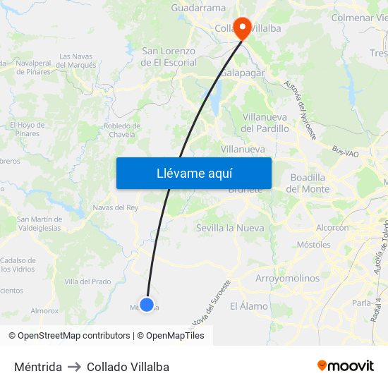 Méntrida to Collado Villalba map