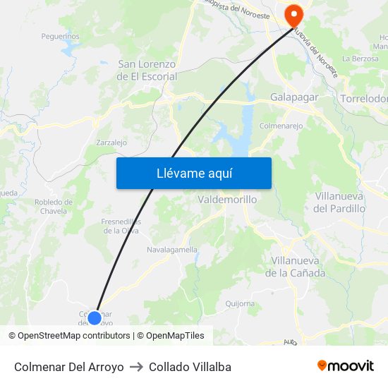 Colmenar Del Arroyo to Collado Villalba map