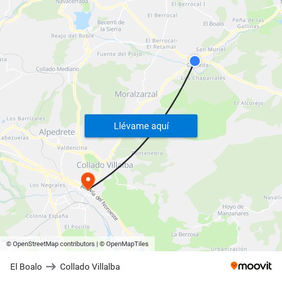 El Boalo to Collado Villalba map