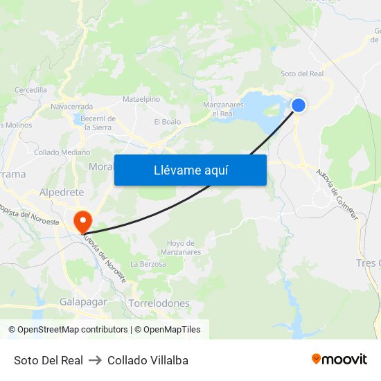 Soto Del Real to Collado Villalba map