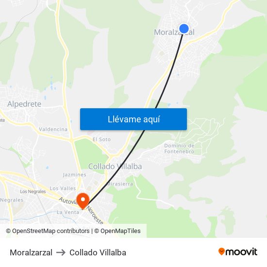 Moralzarzal to Collado Villalba map