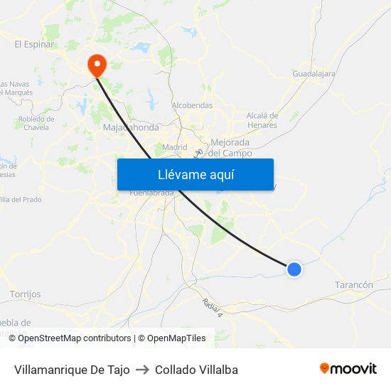Villamanrique De Tajo to Collado Villalba map