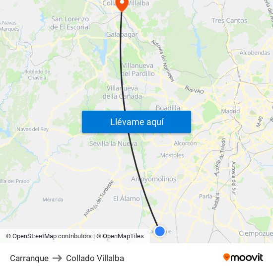 Carranque to Collado Villalba map