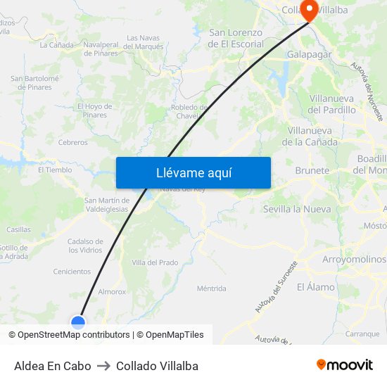 Aldea En Cabo to Collado Villalba map