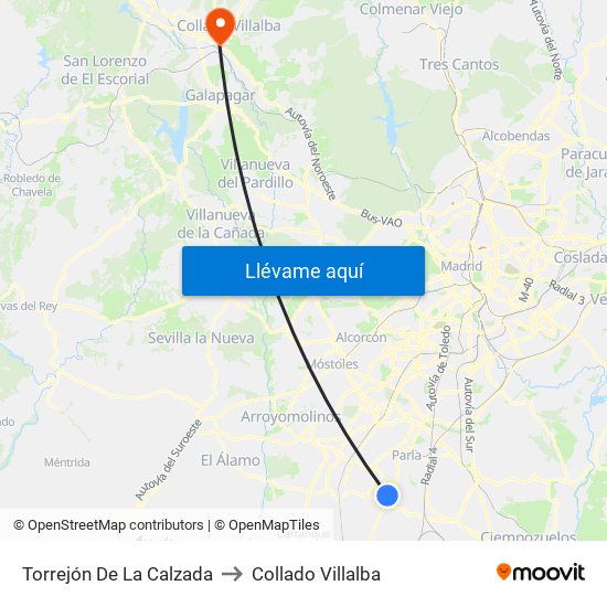 Torrejón De La Calzada to Collado Villalba map