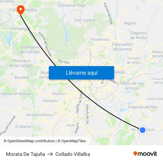 Morata De Tajuña to Collado Villalba map