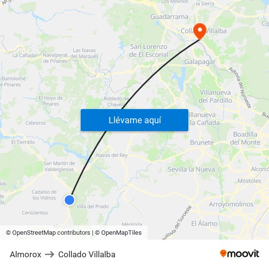 Almorox to Collado Villalba map