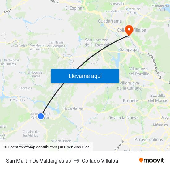 San Martín De Valdeiglesias to Collado Villalba map