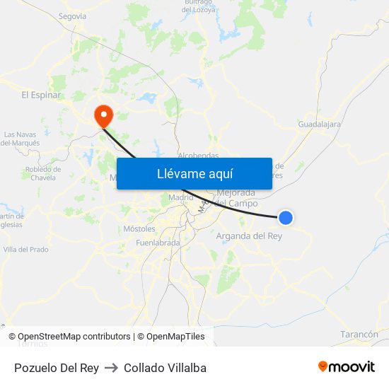 Pozuelo Del Rey to Collado Villalba map