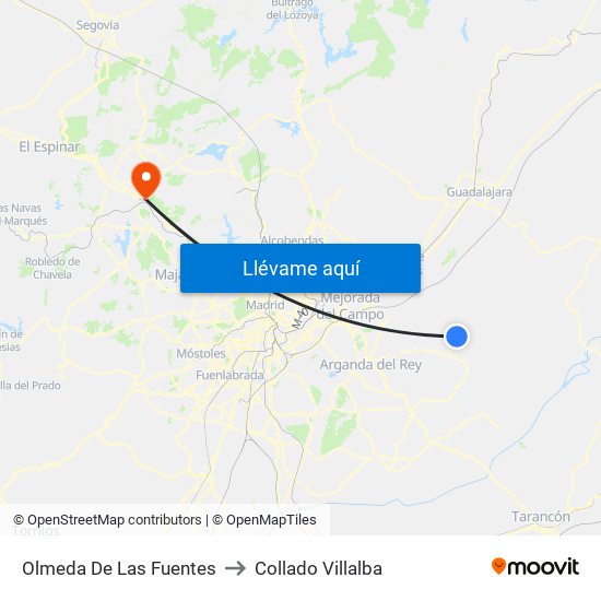 Olmeda De Las Fuentes to Collado Villalba map