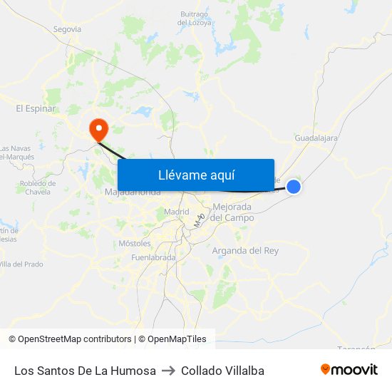 Los Santos De La Humosa to Collado Villalba map