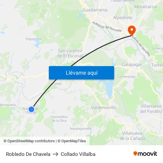 Robledo De Chavela to Collado Villalba map