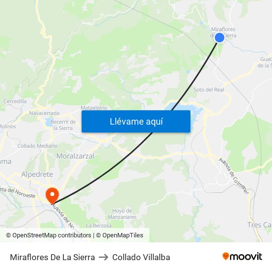 Miraflores De La Sierra to Collado Villalba map