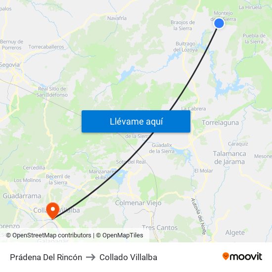 Prádena Del Rincón to Collado Villalba map