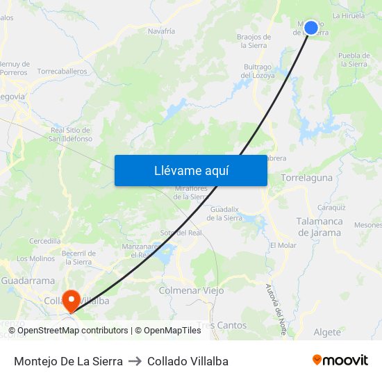 Montejo De La Sierra to Collado Villalba map