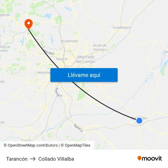 Tarancón to Collado Villalba map