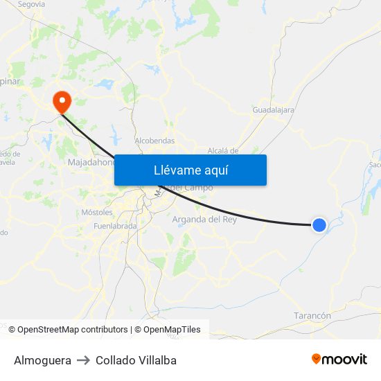 Almoguera to Collado Villalba map