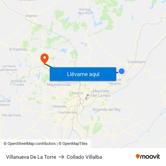 Villanueva De La Torre to Collado Villalba map